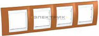 Рамка четырехместная горизонтальная оранжевый/белый UNICA Хамелеон Schneider Electric