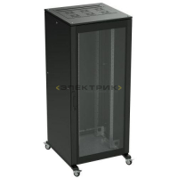 Шкаф напольный 42U 600х800мм двери стекло/сплошная укомплектован вводом и заглушками RAL9005 DKC