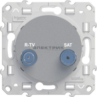 Механизм розетки двухместный R-TV-SAT алюминий ODACE Schneider Electric