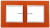 Рамка двухместная универсальная стеклянная оранжевый/белый 14-5102-22 Elegance ЭРА