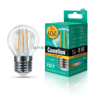 Лампа светодиодная филаментная CL FL G45 7Вт Е27 3000К 715Лм 45х77мм Camelion