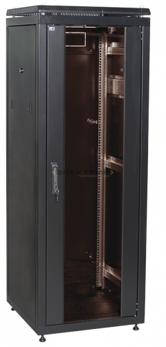 ITK Шкаф сетевой 19", LINEA N 47U, 600х600мм, стеклянная передняя дверь черный IEK