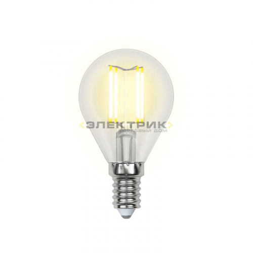 Лампа светодиодная филаментная FL CL G45 6Вт Е14 4000К 500Лм 45х70мм Uniel