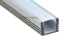 Профиль накладной алюминиевый для светодиодной ленты 16х12х2000мм экран+2 заглушки+4 крепежа CAB261 