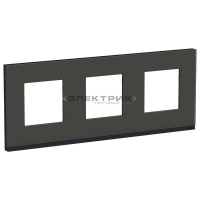 Рамка трехместная горизонтальная стеклянная черное стекло/антрацит UNICA PURE Schneider Electric