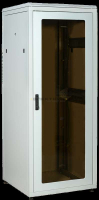 Шкаф сетевой LINEA N 28U 800х800мм стеклянная передняя дверь задняя металлическая серый ITK