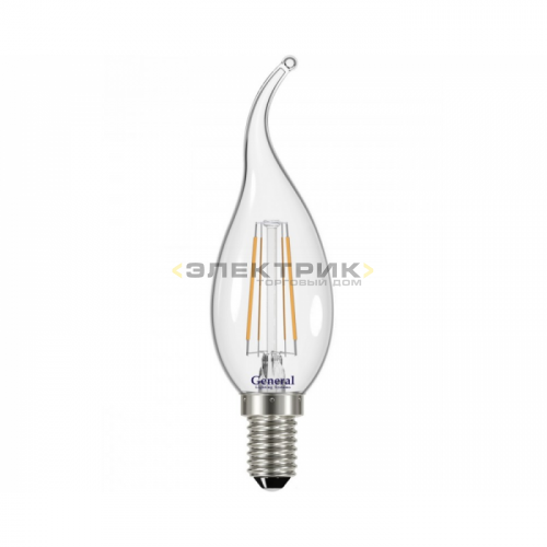 Лампа светодиодная филаментная FL CL CW35 8Вт Е14 4500К 630Лм 35х118мм GENERAL