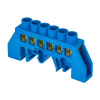 Шина нулевая N 8х12 6 отверстий синий нейлоновый корпус комбинированный латунь розничный стикер PROx