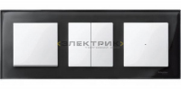 Рамка трехместная универсальная стеклянная черный оникс Merten M-Elegance Schneider Electric