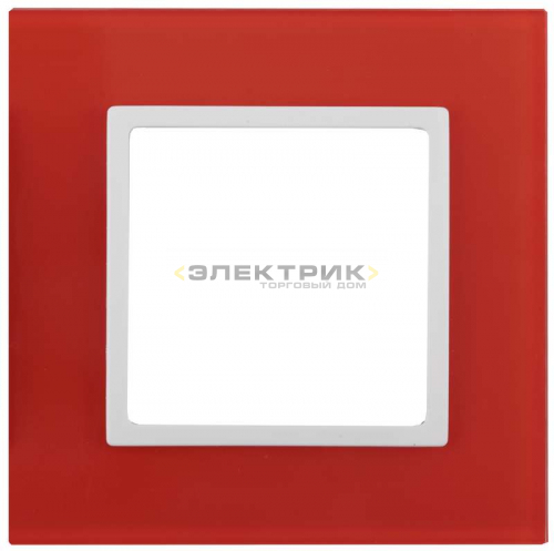 Рамка одноместная универсальная стеклянная красный/белый 14-5101-23 Elegance ЭРА