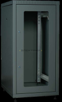 Шкаф сетевой LINEA E 24U 600х600мм стеклянная передняя дверь задняя металлическая черный ITK