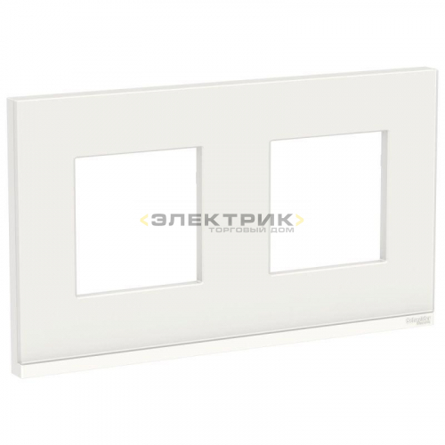 Рамка двухместная горизонтальная стеклянная белое стекло/белый UNICA PURE Schneider Electric