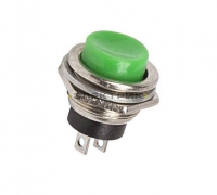 Выключатель-кнопка металл 250В 2А (2с) d16.2 зеленая REXANT