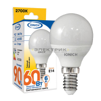 Лампа светодиодная FR G45 6Вт Е14 2700К 540Лм 45x82мм IONICH