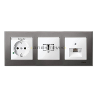 Рамка трехместная универсальная металлическая серый родий Merten M-Elegance Schneider Electric