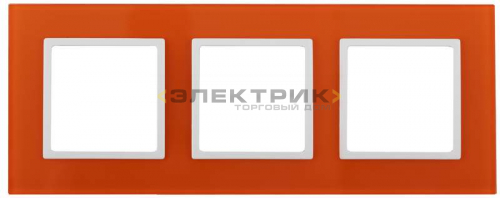 Рамка трехместная универсальная стеклянная оранжевый/белый 14-5103-22 Elegance ЭРА