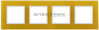 Рамка четырехместная универсальная стеклянная желтый/белый 14-5104-21 Elegance ЭРА