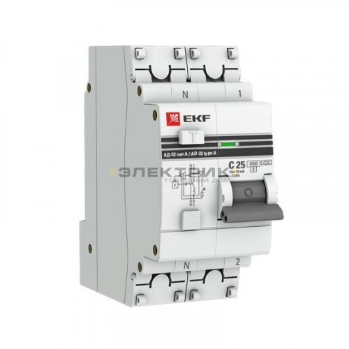 Выключатель автоматический дифференциального тока АД-32 1Р+N 63А 100мА 4,5кА хар-ка С тип А PROxima 