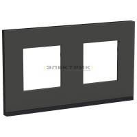 Рамка двухместная горизонтальная стеклянная черное стекло/антрацит UNICA PURE Schneider Electric