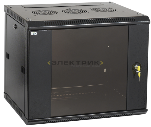 ITK Шкаф LINEA W 9U 600x450мм дверь стекло, RAL9005 IEK