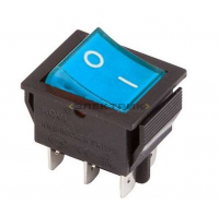 Выключатель клавишный 250В 15А (6с) синий с подсветкой REXANT