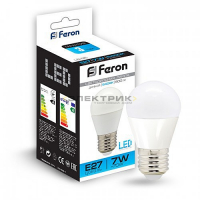 Лампа светодиодная LB-95 FR G45 7Вт Е27 6400К 600Лм 45х82мм FERON