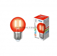 Лампа светодиодная филаментная красная FL CL G45 5Вт Е27 350Лм 45х70мм Uniel