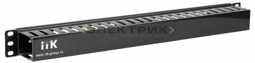 19" пластиковый кабельный органайзер с крышкой 1U черный ITK