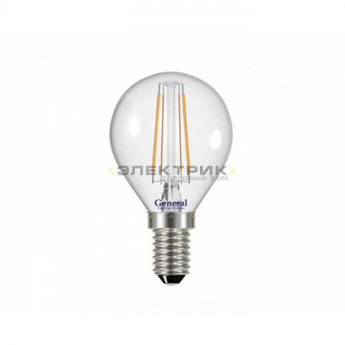 Лампа светодиодная филаментная FL CL G45 7Вт Е14 4500К 510Лм 45х78мм GENERAL