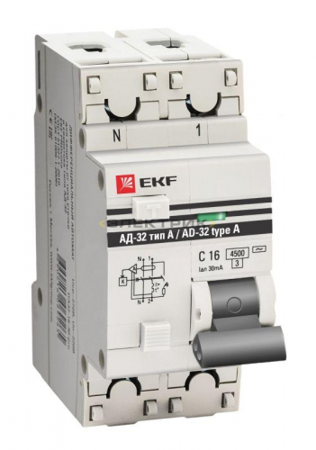 Выключатель автоматический дифференциального тока АД-32 1Р+N 25А 10мА 4,5кА хар-ка С тип А PROxima E