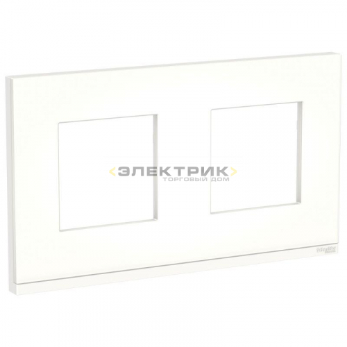 Рамка двухместная горизонтальная стеклянная матовое стекло/белый UNICA PURE Schneider Electric