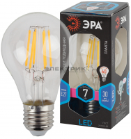 Лампа светодиодная филаментная F-LED FL CL А60 7Вт Е27 4000К 910Лм 60х105мм ЭРА