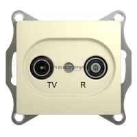 Механизм розетки двухместный проходной TV-R  4дБ бежевый GLOSSA Schneider Electric
