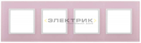 Рамка четырехместная универсальная стеклянная розовый/белый 14-5104-30 Elegance ЭРА