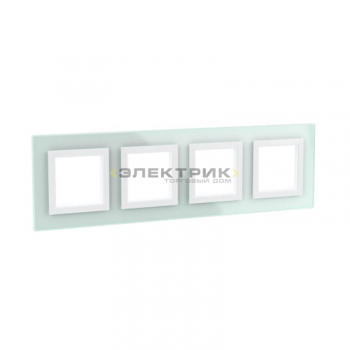 Рамка четырехместная универсальная стеклянная светло-зеленая Avanti DKC