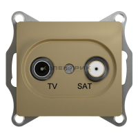 Механизм розетки двухместный оконечный TV-SAT 1дБ титан GLOSSA Systeme Electric