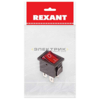 Выключатель клавишный 250В 6А (4с) красный с подсветкой Mini REXANT 