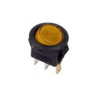 Выключатель клавишный круглый 250В 3А (3с) желтый с подсветкой Micro REXANT