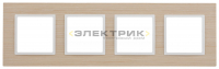 Рамка четырехместная универсальная деревянная беленый дуб/белый Elegance 14-5304-01 ЭРА