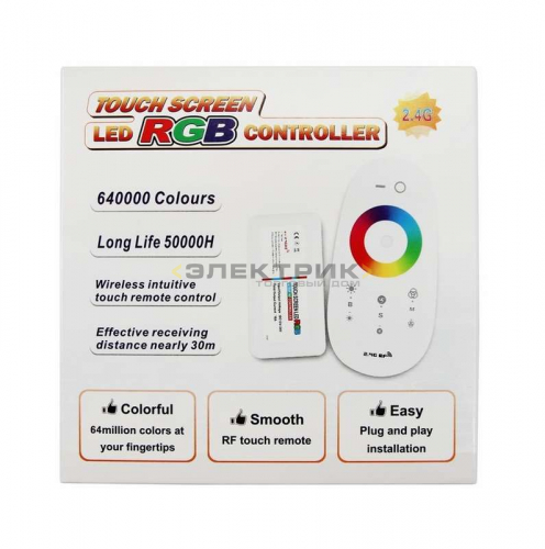 Контроллер для светодиодной ленты RGB 216-432Вт 18А 12-24В IP20 2.4G с сенсорным управлением