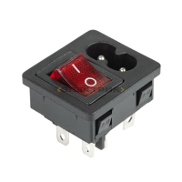Выключатель клавишный 250В 6А (4с) красный с подсветкой и штекером C8 2PIN REXANT