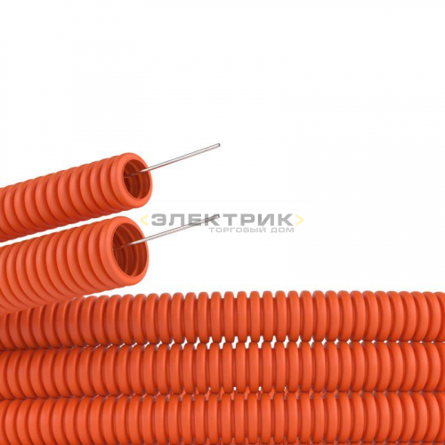 Труба гофрированная ПНД d50мм тяжелая с протяжкой оранжевая (уп.15м) DKC