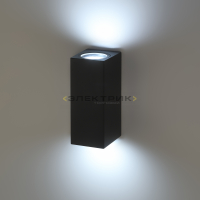 Светильник декоративный настенный фасадный WL38 BK MR16/GU10 (2 лампы по 35Вт) черный 160х68х78мм IP