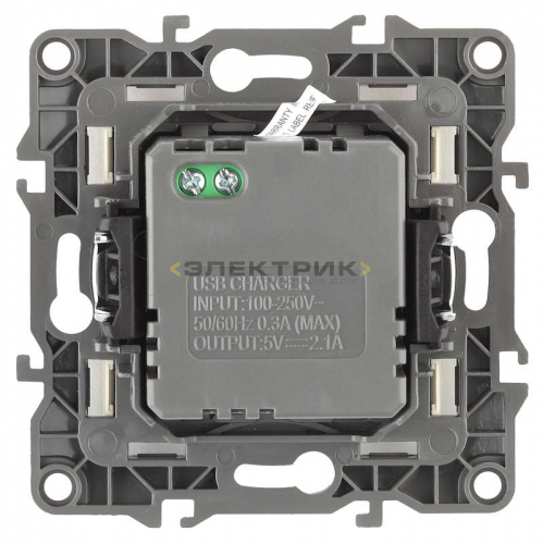 Устройство зарядное скрытое USB 12-4110-12 5В-2100мА графит ЭРА