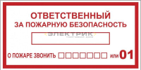 Наклейка "Ответственный за пожарную безопасность" B03 100х200мм PROxima EKF