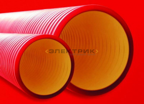 Труба гофрированная двустенная ПНД d160мм жесткая 8кПа с муфтой SN8 750Н красная (уп.6м) DKC