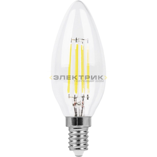 Лампа светодиодная филаментная LB-713 FL CL С35 11Вт Е14 4000К 970Лм 35х100мм FERON