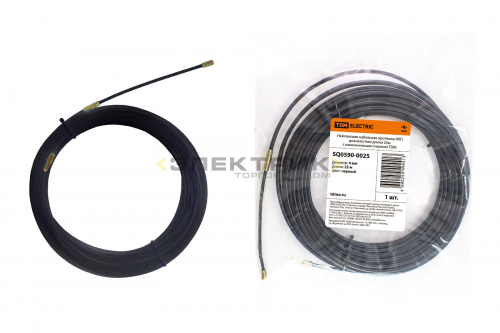 Нейлоновая кабельная протяжка НКП диаметр 4мм длина 25м с наконечниками черная (уп.5шт) TDM