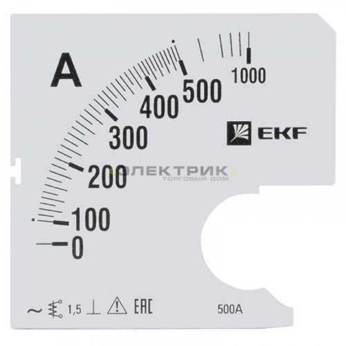 Шкала сменная для амперметра A961 500/5А-1.5 PROxima EKF