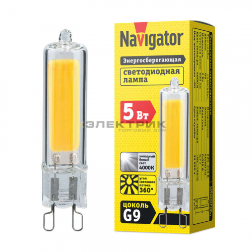 Лампа светодиодная стекло CL 5Вт G9 4000К 500Лм 14х61мм Navigator